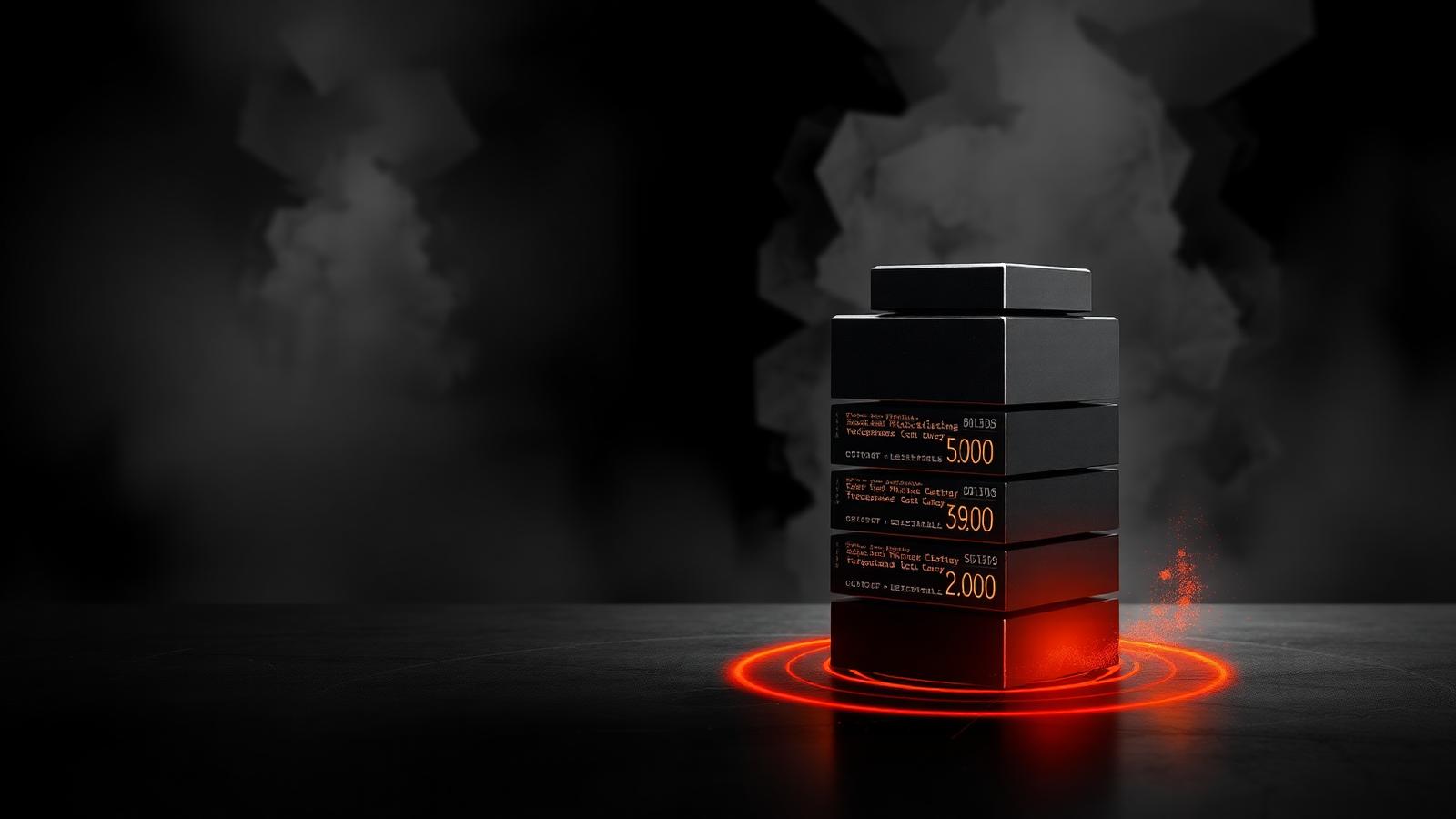 Abstract dark illustration of stacked cost blocks representing software development budgets