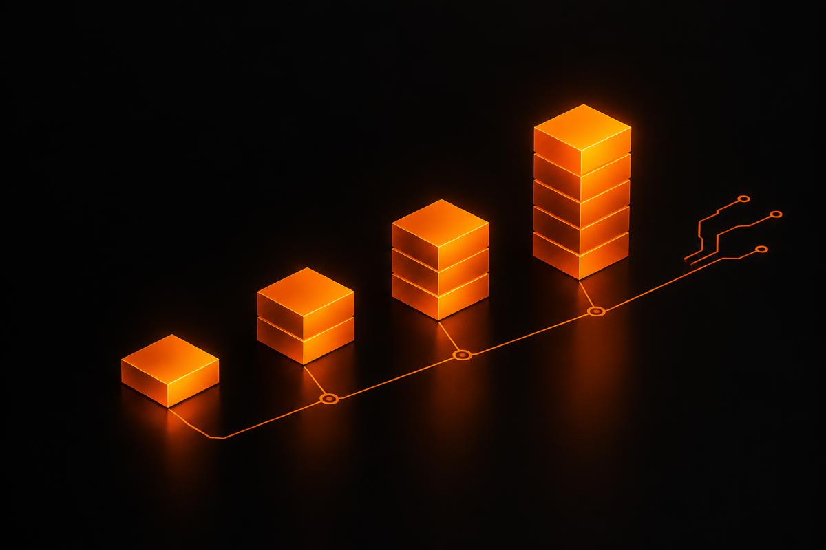 Rising blocks representing app development budgets