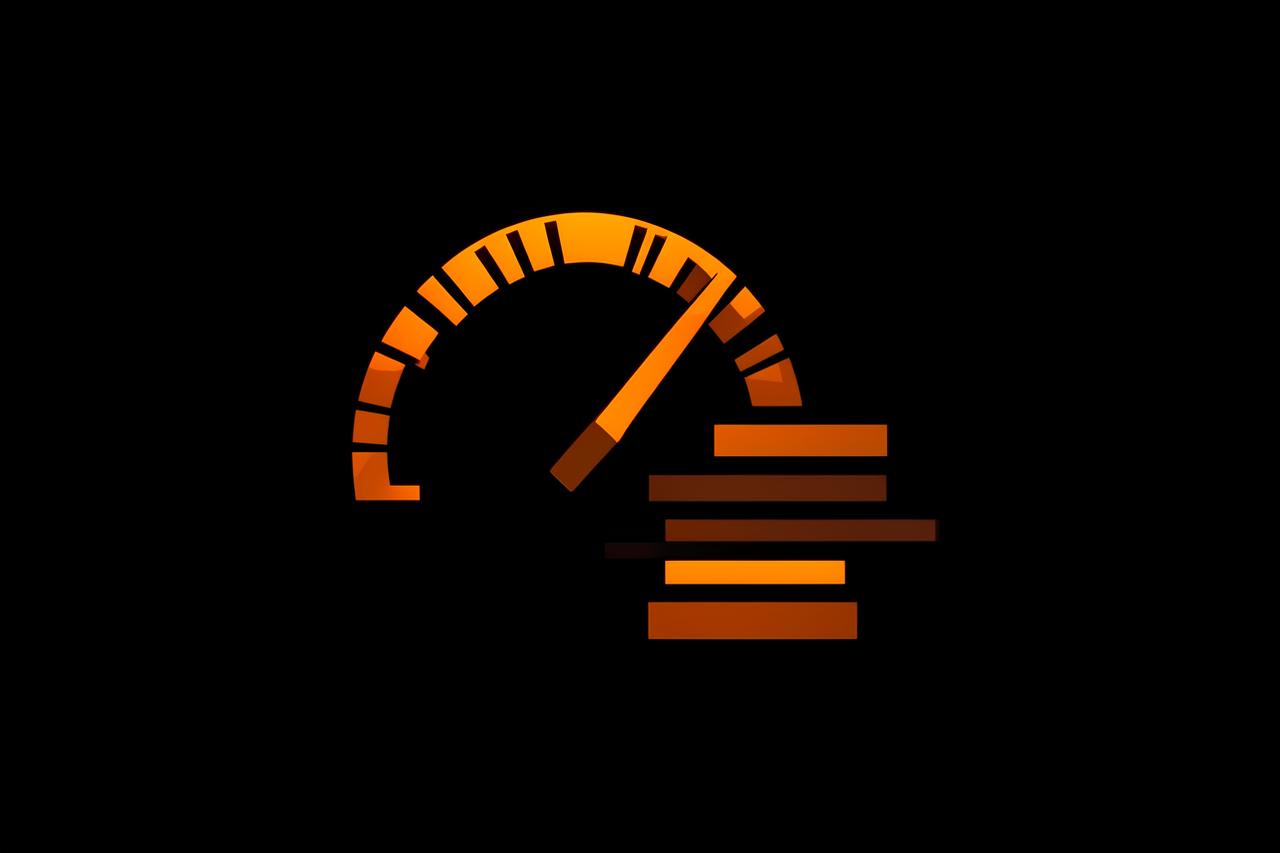 Abstract dark illustration of a speed dial beside loading bars